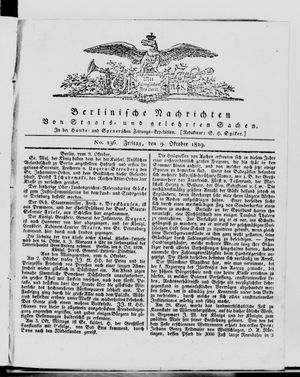 Berlinische Nachrichten von Staats- und gelehrten Sachen vom 09.10.1829