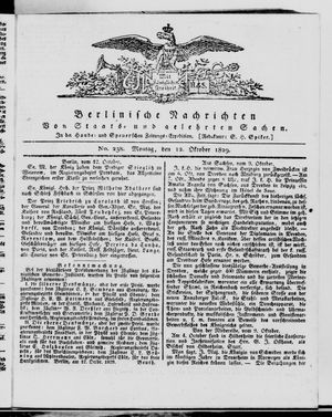 Berlinische Nachrichten von Staats- und gelehrten Sachen vom 12.10.1829