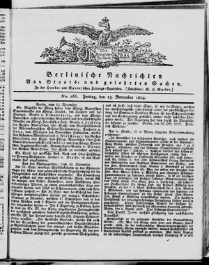 Berlinische Nachrichten von Staats- und gelehrten Sachen vom 13.11.1829