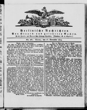 Berlinische Nachrichten von Staats- und gelehrten Sachen vom 16.11.1829