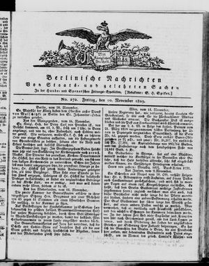 Berlinische Nachrichten von Staats- und gelehrten Sachen vom 20.11.1829