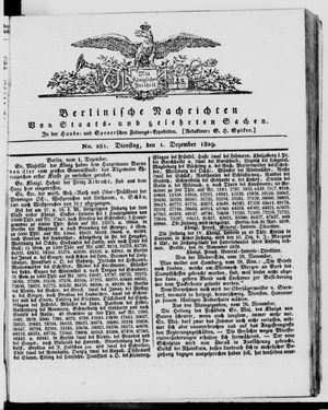Berlinische Nachrichten von Staats- und gelehrten Sachen vom 01.12.1829