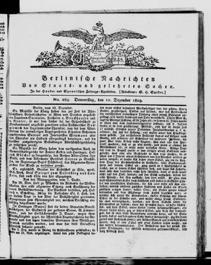 Berlinische Nachrichten von Staats- und gelehrten Sachen vom 10.12.1829