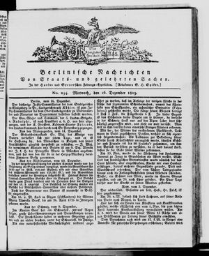 Berlinische Nachrichten von Staats- und gelehrten Sachen vom 16.12.1829