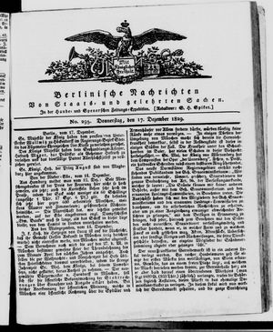 Berlinische Nachrichten von Staats- und gelehrten Sachen vom 17.12.1829