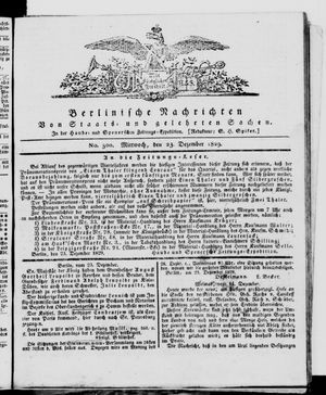Berlinische Nachrichten von Staats- und gelehrten Sachen vom 23.12.1829