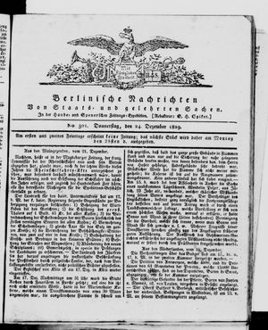 Berlinische Nachrichten von Staats- und gelehrten Sachen vom 24.12.1829