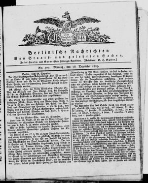 Berlinische Nachrichten von Staats- und gelehrten Sachen vom 28.12.1829