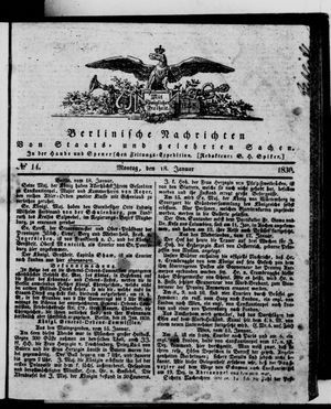 Berlinische Nachrichten von Staats- und gelehrten Sachen vom 18.01.1830