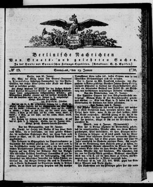 Berlinische Nachrichten von Staats- und gelehrten Sachen vom 23.01.1830