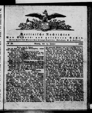 Berlinische Nachrichten von Staats- und gelehrten Sachen vom 25.01.1830