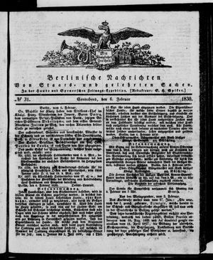 Berlinische Nachrichten von Staats- und gelehrten Sachen vom 06.02.1830
