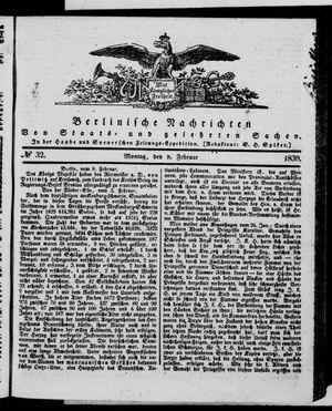 Berlinische Nachrichten von Staats- und gelehrten Sachen vom 08.02.1830