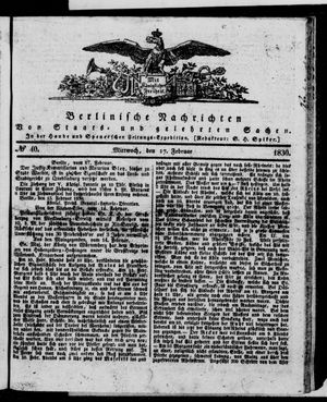 Berlinische Nachrichten von Staats- und gelehrten Sachen on Feb 17, 1830
