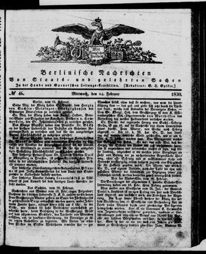 Berlinische Nachrichten von Staats- und gelehrten Sachen vom 24.02.1830