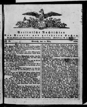Berlinische Nachrichten von Staats- und gelehrten Sachen vom 10.03.1830