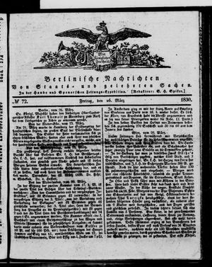 Berlinische Nachrichten von Staats- und gelehrten Sachen vom 26.03.1830