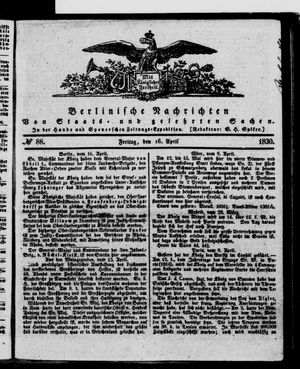 Berlinische Nachrichten von Staats- und gelehrten Sachen vom 16.04.1830