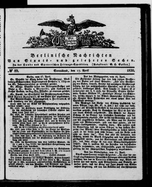 Berlinische Nachrichten von Staats- und gelehrten Sachen vom 17.04.1830