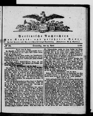 Berlinische Nachrichten von Staats- und gelehrten Sachen vom 29.04.1830