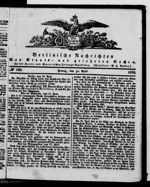 Berlinische Nachrichten von Staats- und gelehrten Sachen vom 30.04.1830