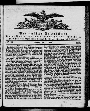 Berlinische Nachrichten von Staats- und gelehrten Sachen vom 14.05.1830