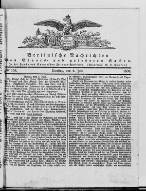 Berlinische Nachrichten von Staats- und gelehrten Sachen vom 06.07.1830