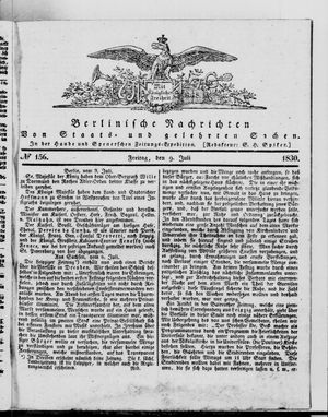 Berlinische Nachrichten von Staats- und gelehrten Sachen on Jul 9, 1830