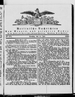 Berlinische Nachrichten von Staats- und gelehrten Sachen vom 27.07.1830