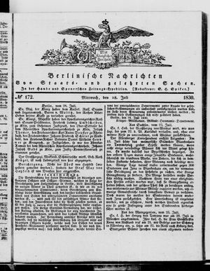 Berlinische Nachrichten von Staats- und gelehrten Sachen vom 28.07.1830