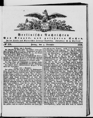 Berlinische Nachrichten von Staats- und gelehrten Sachen on Nov 5, 1830