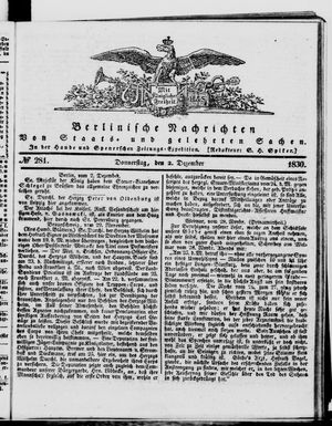 Berlinische Nachrichten von Staats- und gelehrten Sachen vom 02.12.1830