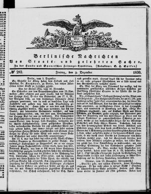 Berlinische Nachrichten von Staats- und gelehrten Sachen on Dec 3, 1830