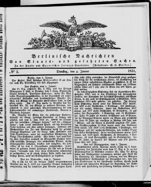 Berlinische Nachrichten von Staats- und gelehrten Sachen vom 04.01.1831