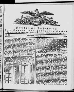 Berlinische Nachrichten von Staats- und gelehrten Sachen vom 05.02.1831