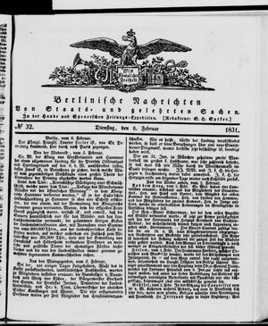 Berlinische Nachrichten von Staats- und gelehrten Sachen vom 08.02.1831