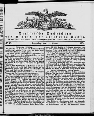 Berlinische Nachrichten von Staats- und gelehrten Sachen vom 17.02.1831