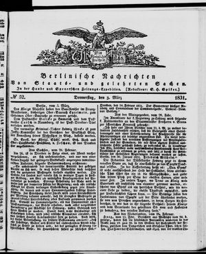 Berlinische Nachrichten von Staats- und gelehrten Sachen vom 03.03.1831