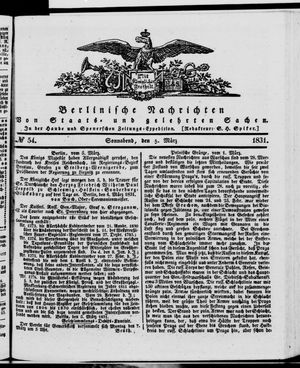 Berlinische Nachrichten von Staats- und gelehrten Sachen vom 05.03.1831