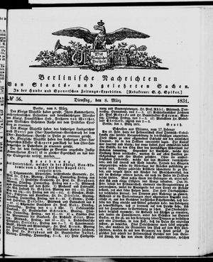 Berlinische Nachrichten von Staats- und gelehrten Sachen vom 08.03.1831