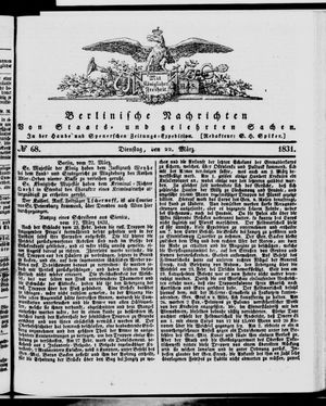 Berlinische Nachrichten von Staats- und gelehrten Sachen vom 22.03.1831
