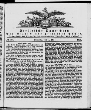 Berlinische Nachrichten von Staats- und gelehrten Sachen vom 05.05.1831