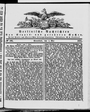 Berlinische Nachrichten von Staats- und gelehrten Sachen vom 07.05.1831