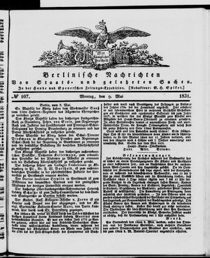 Berlinische Nachrichten von Staats- und gelehrten Sachen vom 09.05.1831