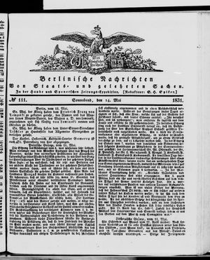 Berlinische Nachrichten von Staats- und gelehrten Sachen vom 14.05.1831