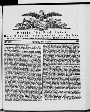 Berlinische Nachrichten von Staats- und gelehrten Sachen vom 07.06.1831