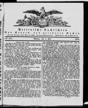 Berlinische Nachrichten von Staats- und gelehrten Sachen vom 04.07.1831