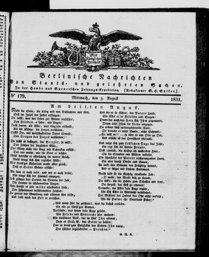 Berlinische Nachrichten von Staats- und gelehrten Sachen vom 03.08.1831