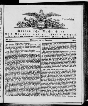 Berlinische Nachrichten von Staats- und gelehrten Sachen vom 09.11.1831