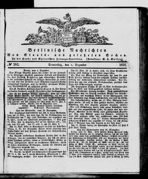 Berlinische Nachrichten von Staats- und gelehrten Sachen vom 01.12.1831